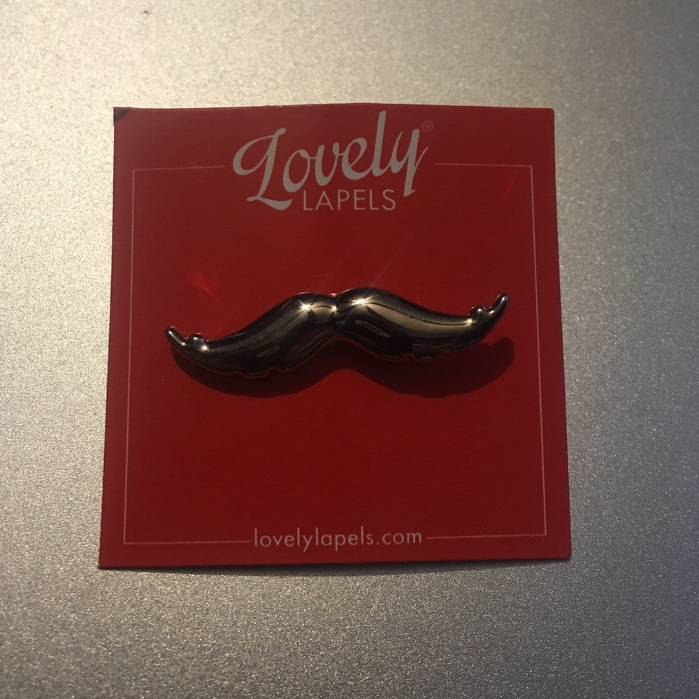 Mustache lapel pin